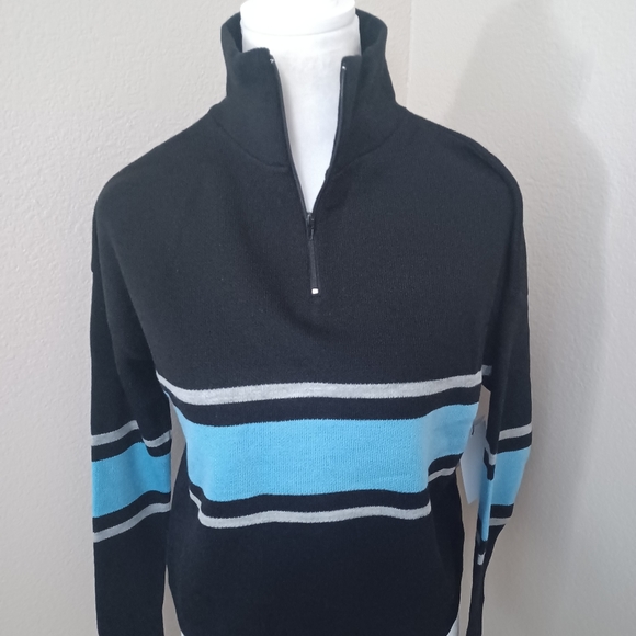 NWT BP. Nordstrom Women's Mock Neck Sweater 1/4 Zip Striped Y2K - Picture 4 of 11
